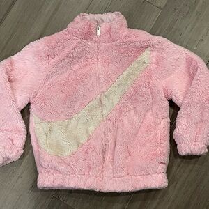 NIKE SPORTSWEAR FAUX FUR FLEECE JACKET KIDS GIRLS PINK 36J828-A9Y MEDIUM 6 5-6